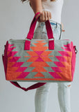 Orange, Pink & Slate Aztec Duffel