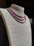 Handcrafted Pink Dream & Sterling Silver Beaded Necklace 14 inch 6mm