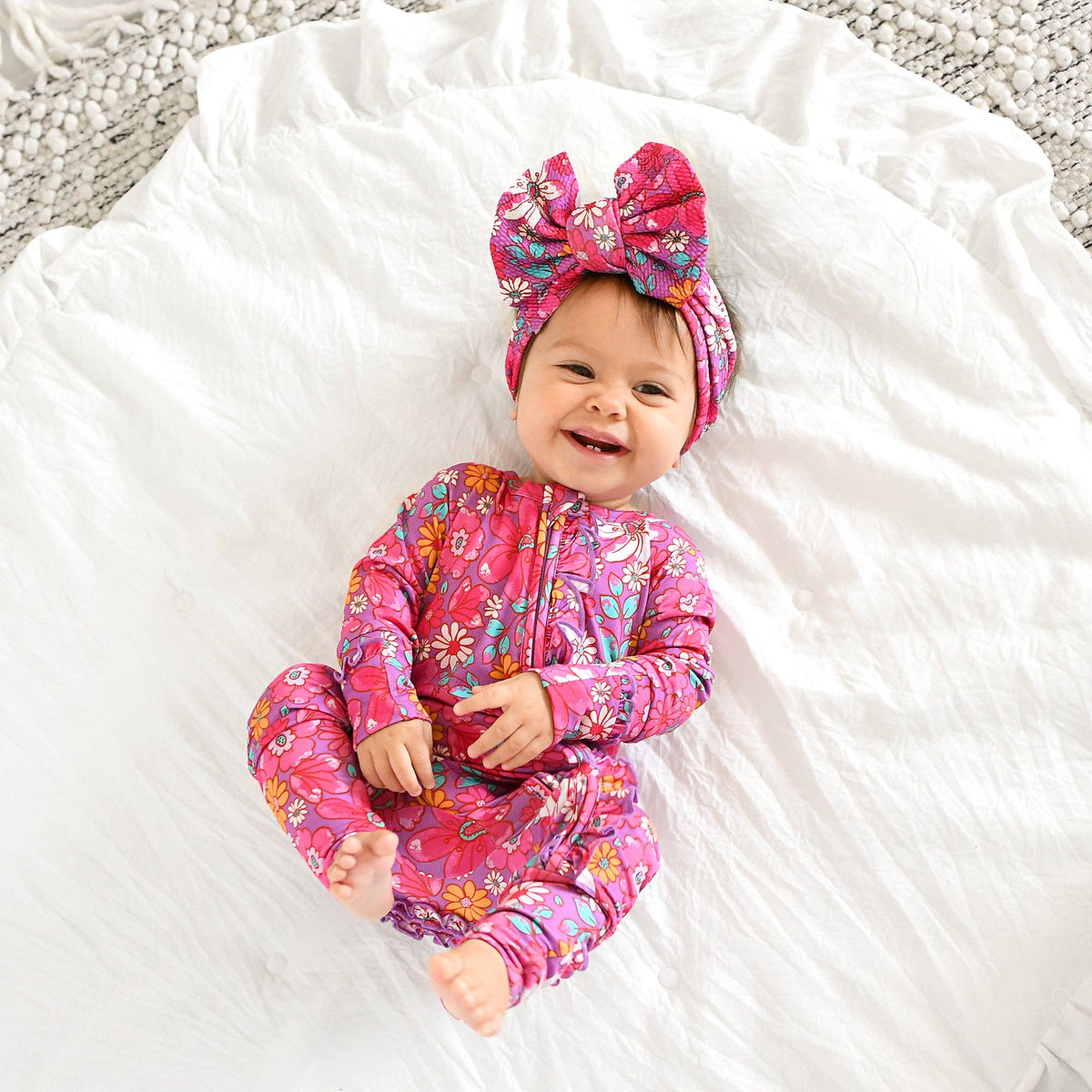 Posie RUFFLE ZIP Bamboo One Piece Floral Baby Outfit
