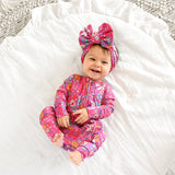Posie RUFFLE ZIP Bamboo One Piece Floral Baby Outfit