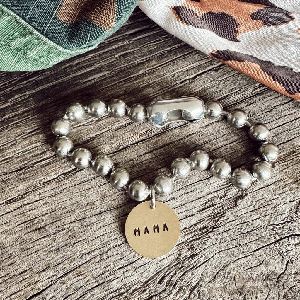 Bushed Stainless Steel & Brass Coin Tag Bracelets