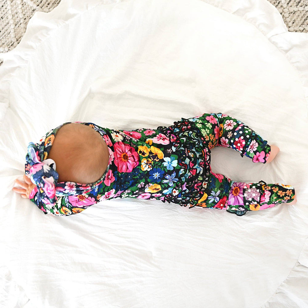 Cassandra RUFFLE ZIP Bamboo One Piece Floral Baby Clothing