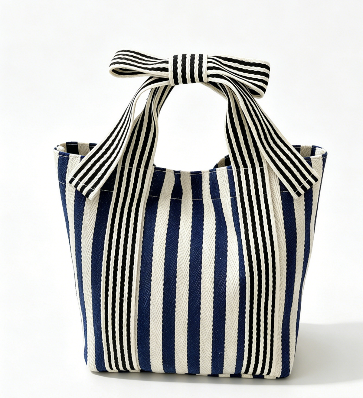 Mini Striped Tote Bag Beach Bow Handle Bag