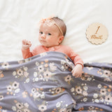 Extra Soft Stretchy Knit Swaddle Blanket: Midnight Garden