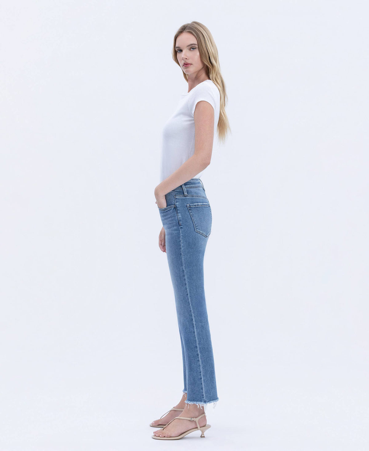 Vervet Mid-rise Medium Wash Raw Hem
