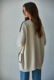 Knit Sweater Contrast Stitch Open Cardigan