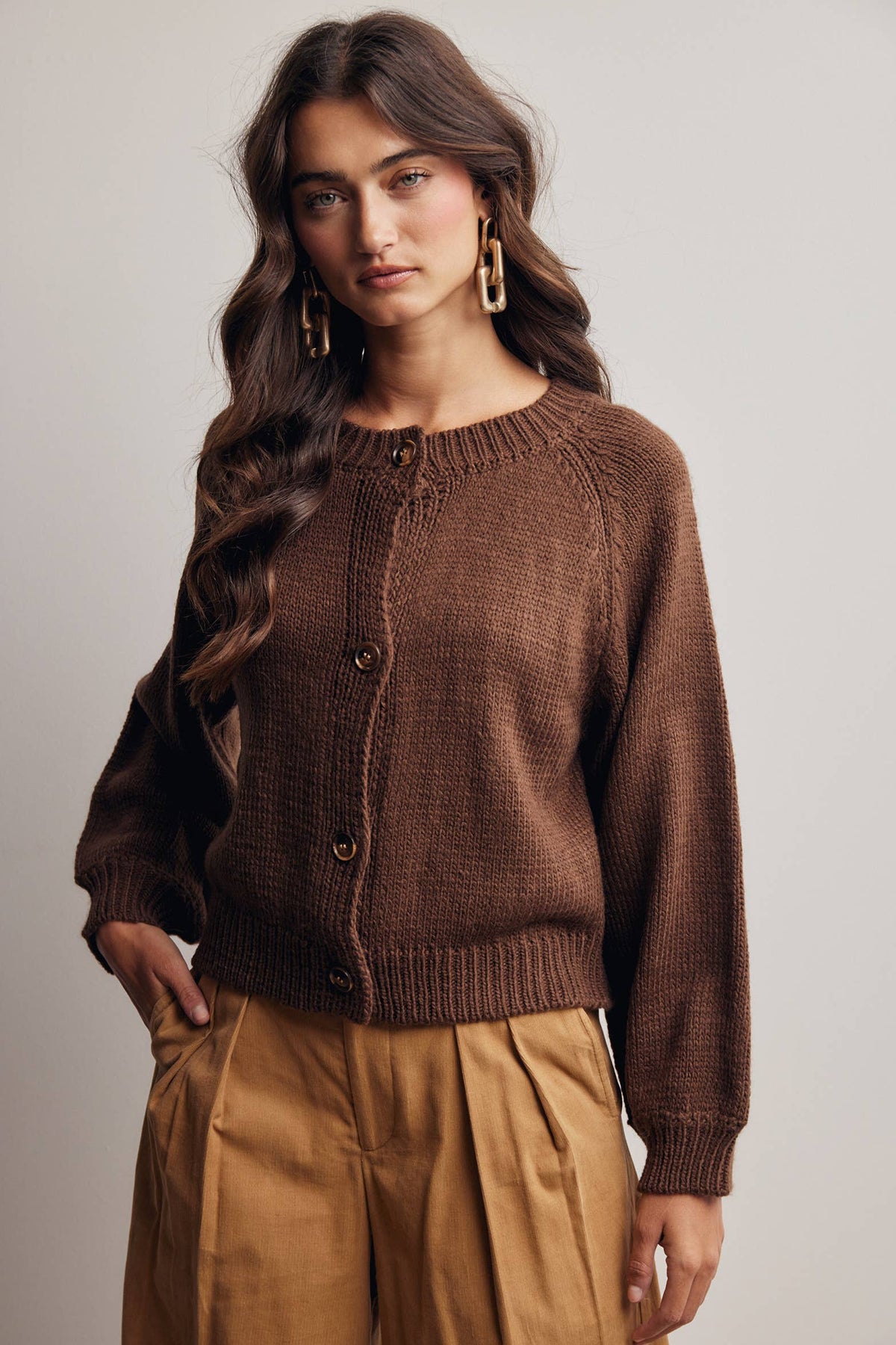 Classic Knit Button Front Cardigan