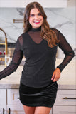 Mesh Top- Black Glitter