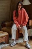 Knit Sweater Rolled Round Neck Pullover Top