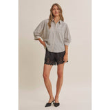 Micro Plaid Dolman Button Up Top