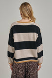 Wide Stripe Button Up Cardigan