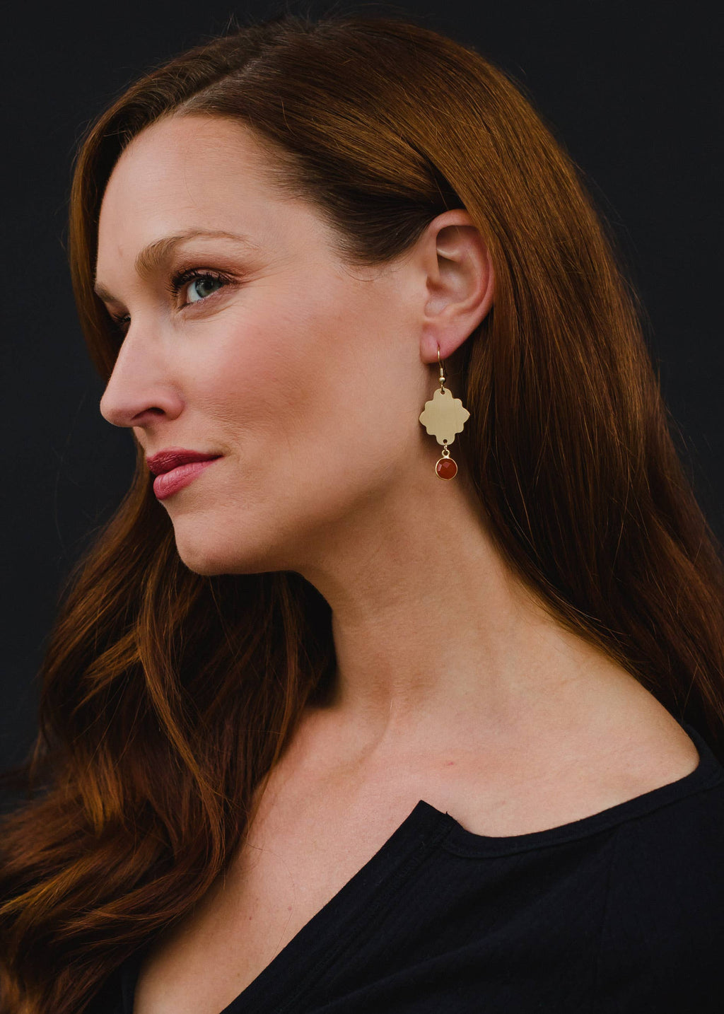Gold Geometric & Stone Earrings
