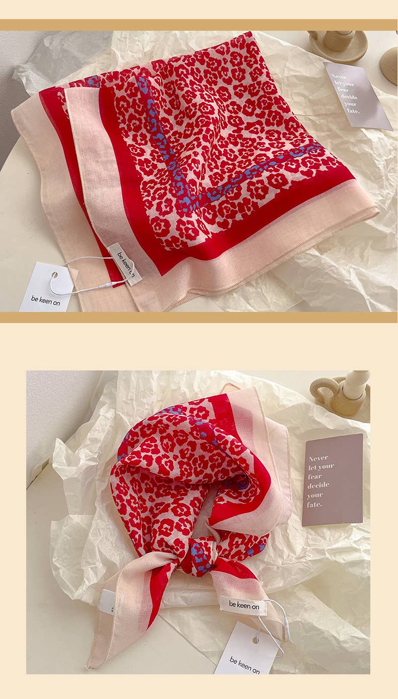 Red Passion Floral Bandana Square scarf
