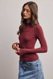 Stretch Ribbed Mock Neck Top