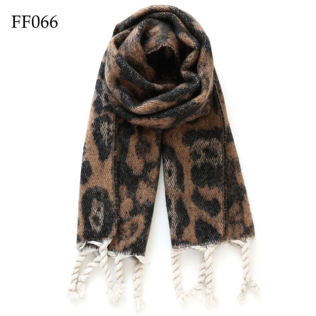 Soft Oblong Multi Color Leopard Brushed Scarf (10 colors)