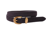 Suede Belt with Gold Curve Buckle