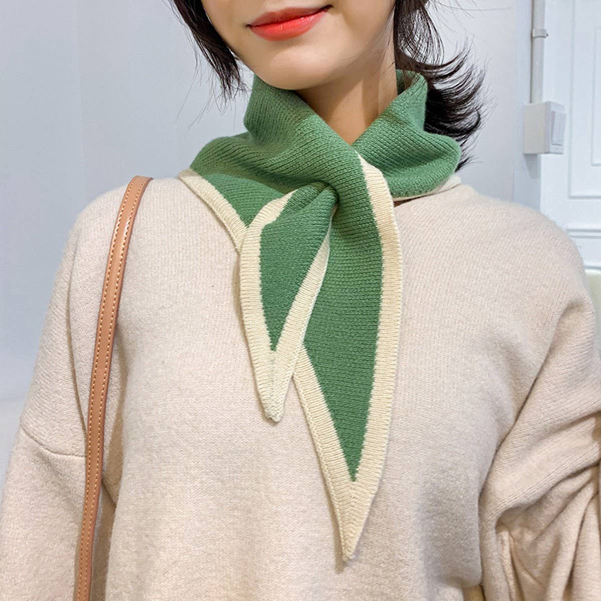 Knit Triangle Scarf for Women’s Winter Neck Wrap