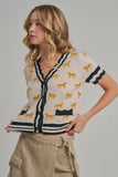 Horse Print Button Up Cardigan