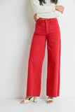Red Mini Patch Pocket Wide Leg Pant
