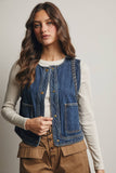 Braided Trim Denim Vest