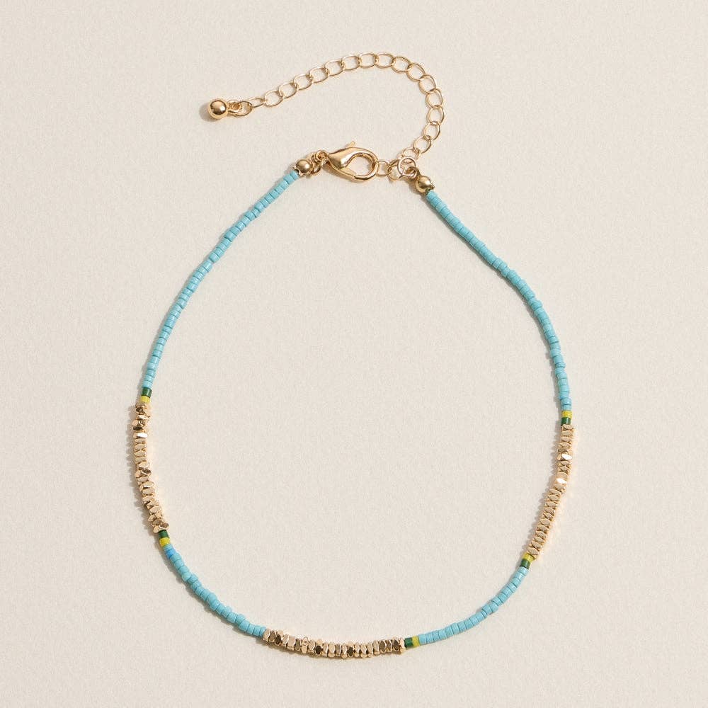 Gold-Trimmed Colorful | Seed Bead Anklet