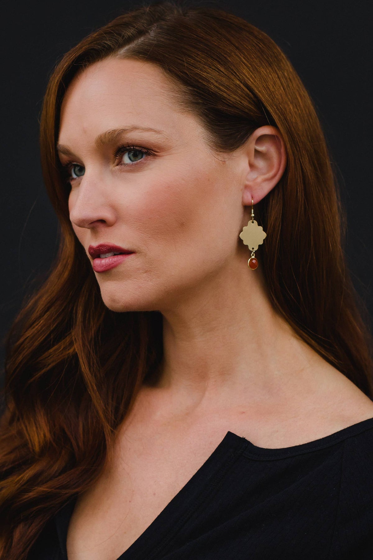 Gold Geometric & Stone Earrings