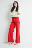 Red Mini Patch Pocket Wide Leg Pant