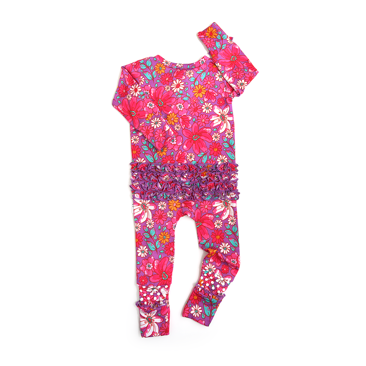 Posie RUFFLE ZIP Bamboo One Piece Floral Baby Outfit