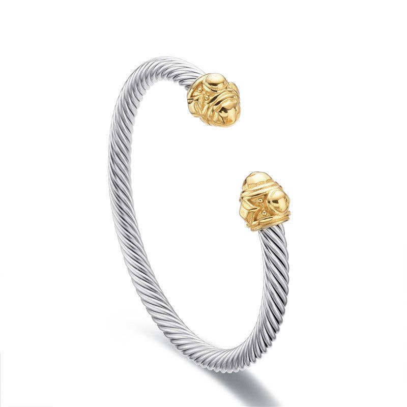 Kenzie Two-Tone Cable Twist Bracelet | Stainless Steel - Waterproof