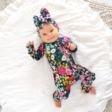 Cassandra RUFFLE ZIP Bamboo One Piece Floral Baby Clothing