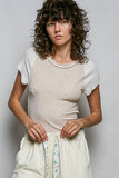 Round Neck Raglan Sleeve Contrast Solid Fitted Rib Top