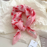 Red Passion Floral Bandana Square scarf
