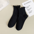 Womens Solid Color Ruffle Ankle Socks