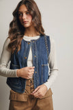Braided Trim Denim Vest