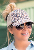 Leopard Messy Bun Hat