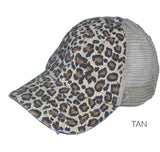 Leopard Messy Bun Hat