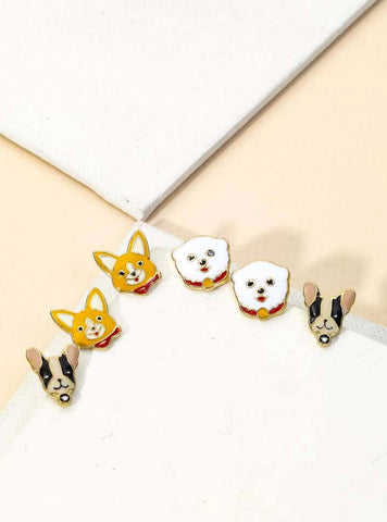 Kid Dog Stud Earring Set